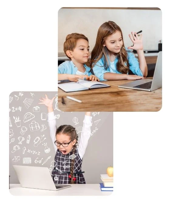 Happy students learning and practicing foreign languages